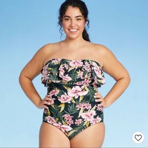 Kona Sol Bandeau Flounce High Coverage One Piece
